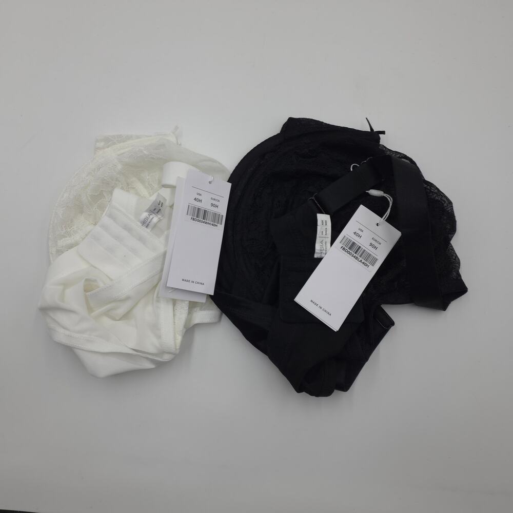 HSIA Bundle of Two Enchante Unlined Lace Underwire Bra in White Black Size 40H - Picture 10 of 10